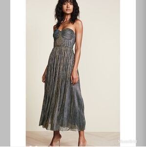 Glamorous Metallic Midi Dress in Black and Gold